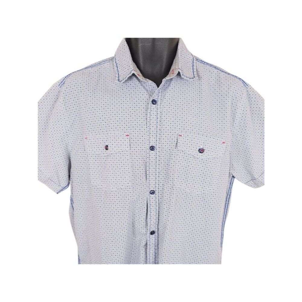 Tranquility Mayhem Shirt Mens Size Large Blue Geometric All Over Print